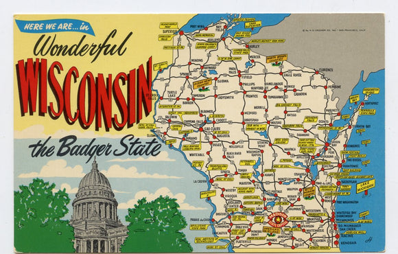 Here We Are in Wonderful Wisconsin, the Badger State [Postcard]