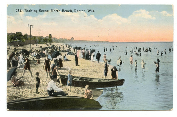 Bathing Scene, North Beach, Racine, WI [Postcard]