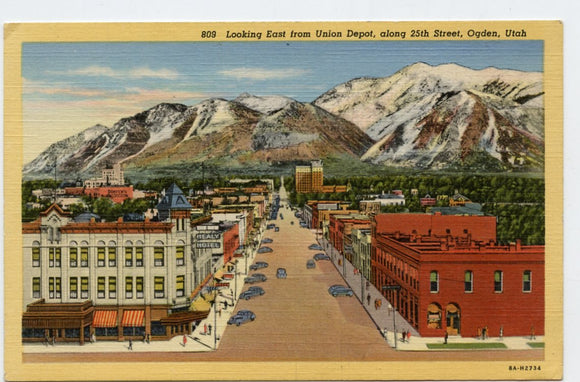 Looking East from Union Depot, Along 20th Street, Ogden, UT [Postcard]