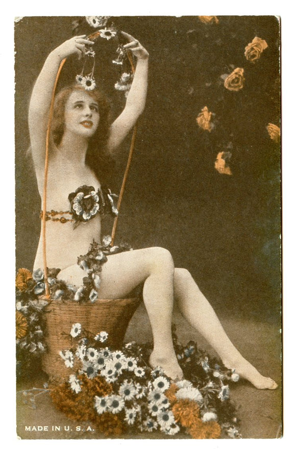 Woman in Basket [Postcard]