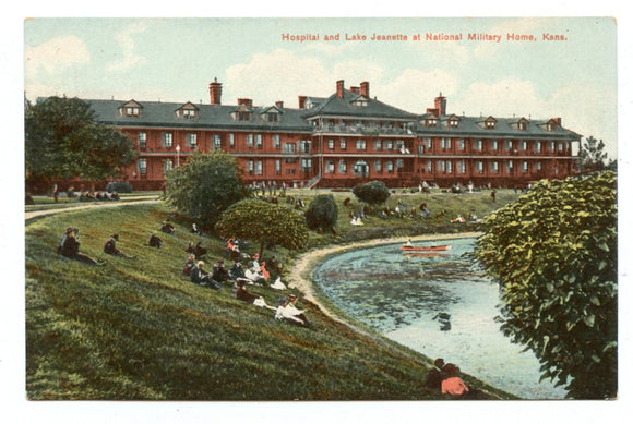 Hospital and Lake Jeanette at National Military Home, KS [Postcard]