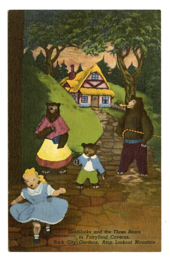 Goldilocks and the Three Bears in Fairyland Caverns, Rock City Gardens, Atop Lookout Mountain [Postcard]