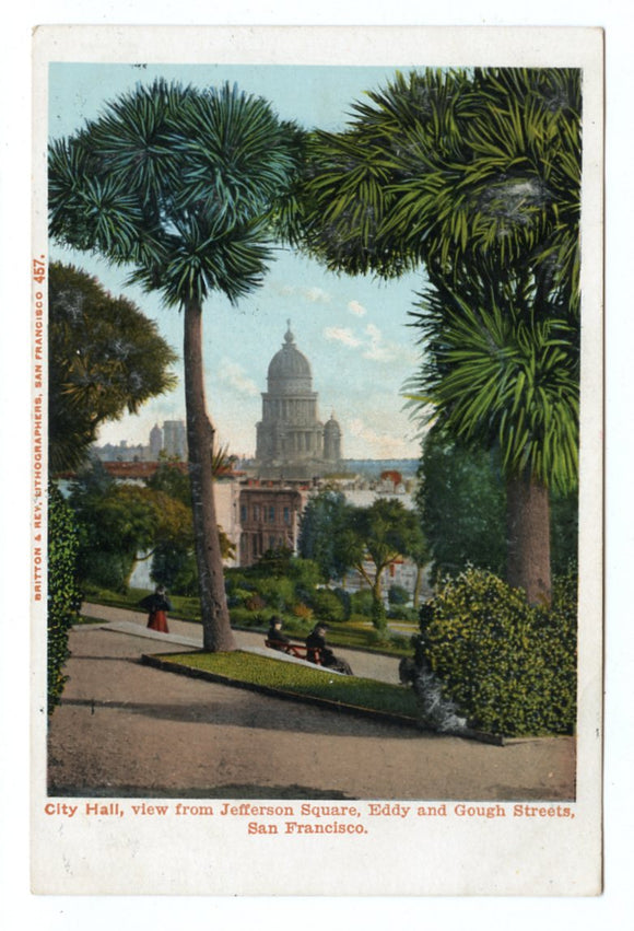 City Hall, View From Jefferson Square, Eddy and Gough Streets, San Francisco, CA [Postcard]