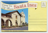 Greetings from Old Mission Santa Ines, Solvang, CA Souvenir Folder [Postcard]
