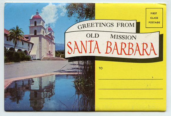 Greetings from Old Mission Santa Barbara, CA Souvenir Folder [Postcard]