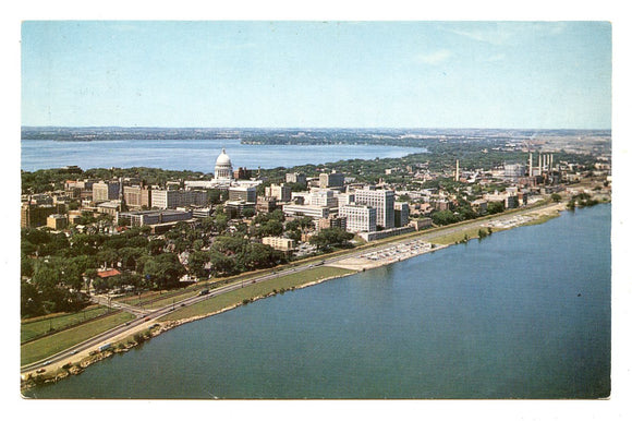 With Beautiful lakes Mendota and Monona, Truax Field, Madison, WI [Postcard]