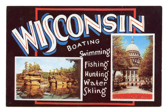Wisconsin, Boating, Swimming, Fishing, Hunting, Water Skiing [Postcard]