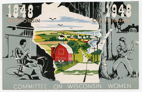 Committee on Wisconsin Women, 1848-1948 Wisconsin Centennial [Postcard]