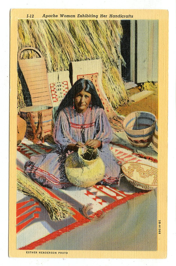 Apache Woman Exhibiting Her Handicrafts [Postcard]