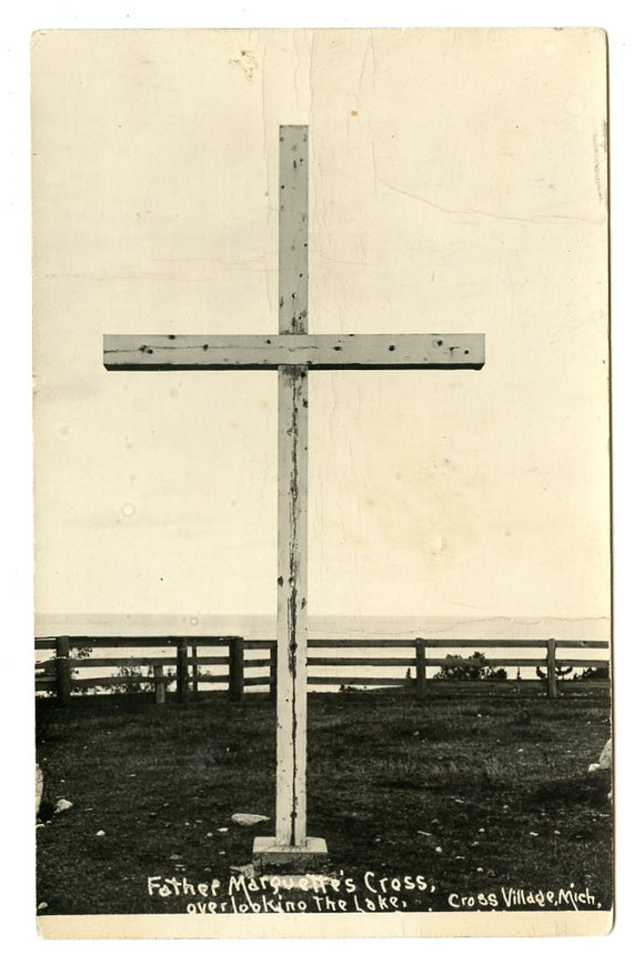 Father Marquette's Cross, Overlooking the Lake, Cross Village, MI [Postcard]