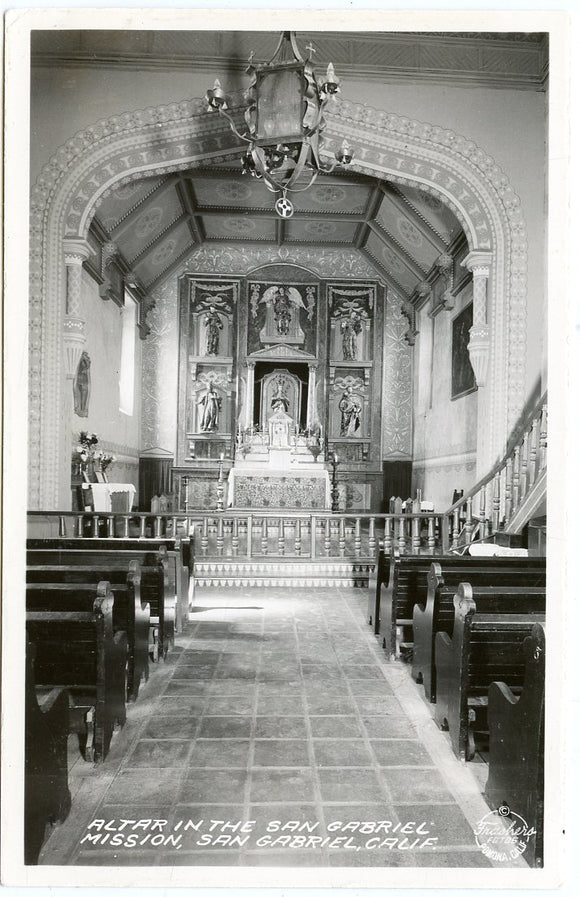 Altar in the San Gabriel Mission, San Gabriel, CA [Postcard]