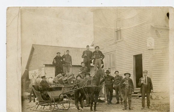 Beer Wagon with Men Each Holding A Beer [Postcard]