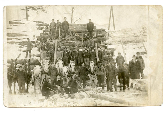 Men and Lumber Wagon, Sheboygan, WI [Postcard]