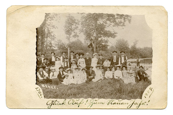 Working Men Posing, maybe Manitowoc County, WI [Postcard]
