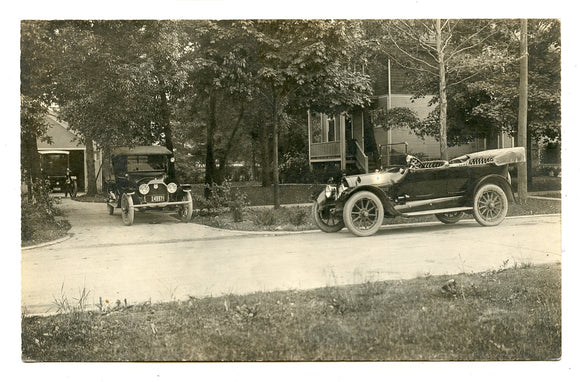 Automobiles at a Residence [Postcard]