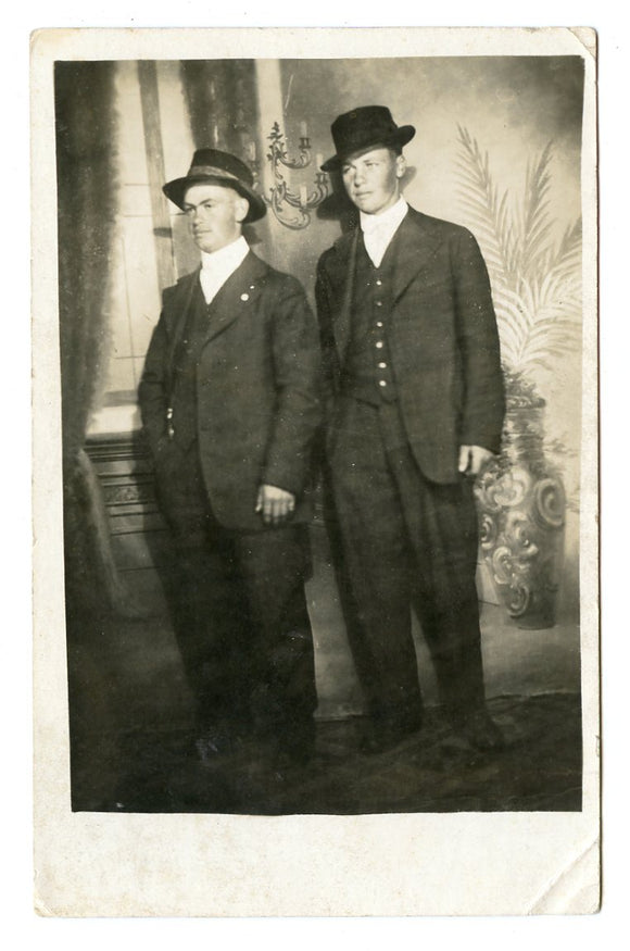 Two Men Posing [Postcard]