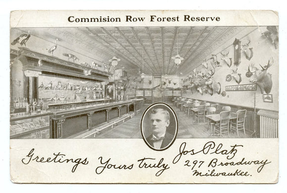 Joseph Platz, Commision Row Forest Reserve, 297 Broadway, Milwaukee, WI [Postcard]