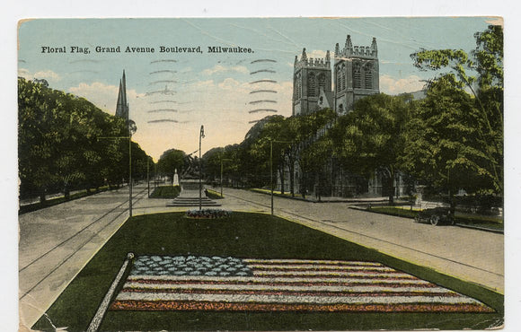 Floral Flag, Grand Avenue Boulevard, Milwaukee, WI [Postcard]