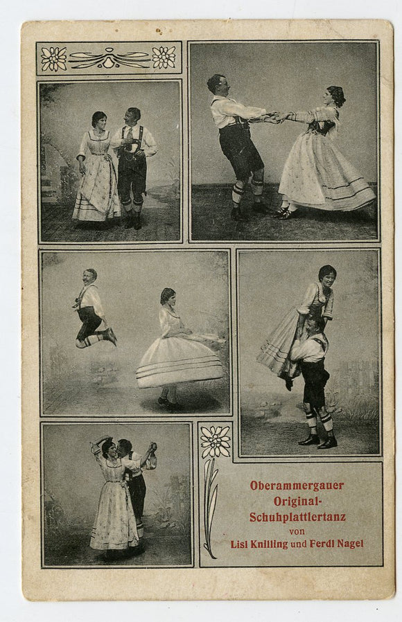 Oberammergauer Original-Schuhplattlerianz von Lisi Knilling und Fergl Nagel [Postcard]