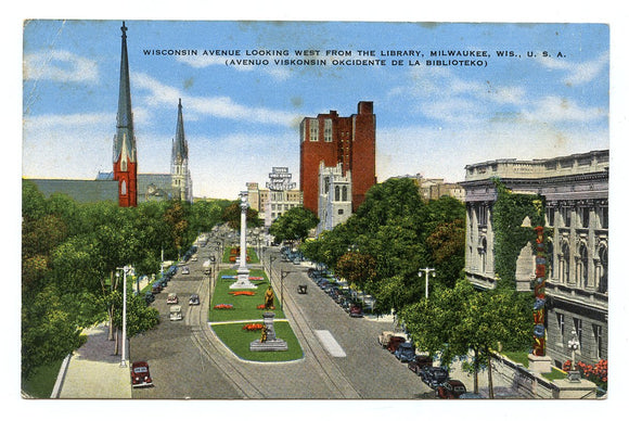 Wisconsin Avenue, Looking West  From the Library, Milwaukee, WI [Postcard]