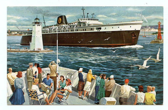 Chessie's Water-Born Ferry, Ludington, MI, Milwaukee, Manitowoc, Kewaunee, WI [Postcard]