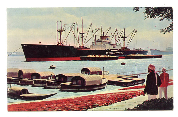 Isbrandtsen American Cargo Vessels, Docking at Bombay, India [Postcard]