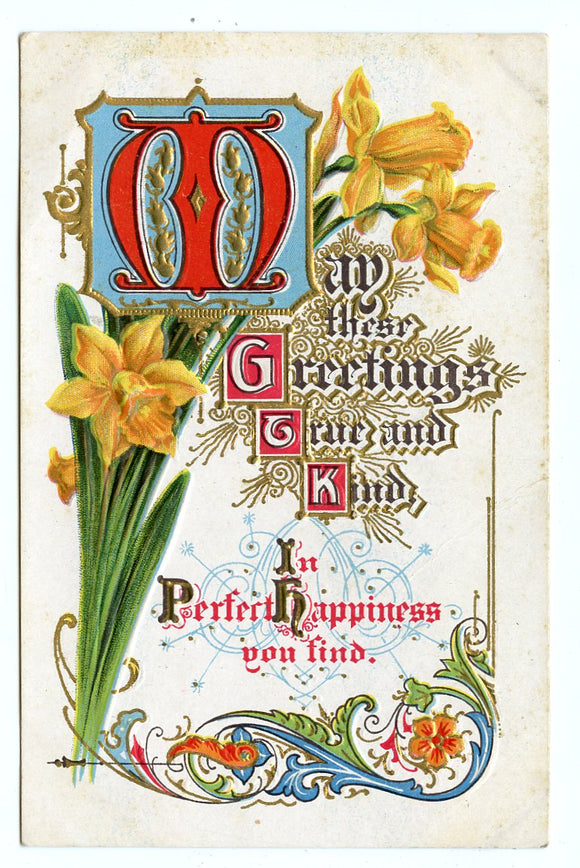 May These Greetings True and Kind, In Perfect Happiness You Find [Postcard]
