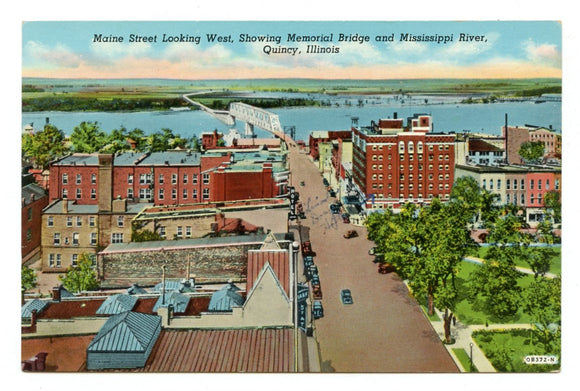 Main Street Looking West, Quincy, IL [Postcard]