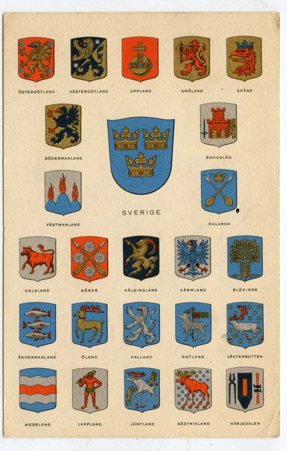 The Arms of Sweden and the Swedish Provinces [Postcard]
