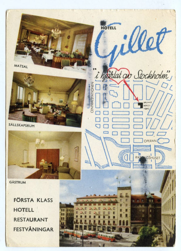 Gillet Hotel, Stockholm, Sweden [Postcard]