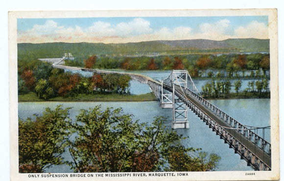 Suspension Bridge on the Mississippi River, Marquette, IA [Postcard]