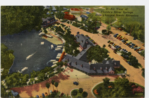 Air View of Florida's Silver Springs, State's Largest Scenic Attraction, Silver Springs, FL [Postcard]