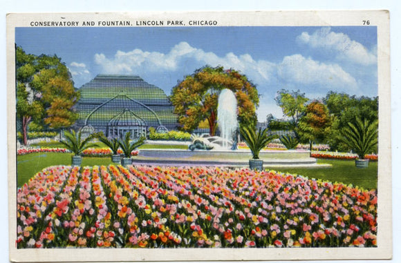 Conservatory and Fountain, Lincoln Park, Chicago, IL [Postcard]