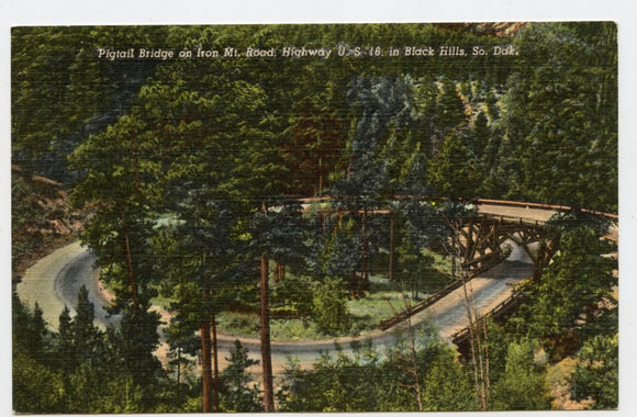Pigtail Bridge on Iron Mt. Road, Black Hills, SD [Postcard]