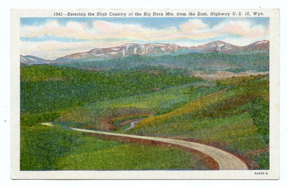 Entering the High Country of the Big Horn Mts. from the East, WY [Postcard]