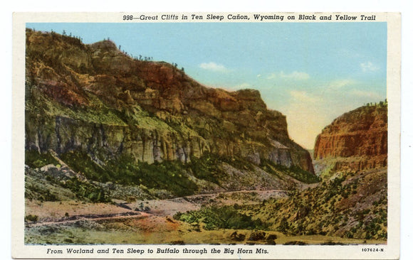 Great Cliffs in Ten Sleep Canyon, WY [Postcard]