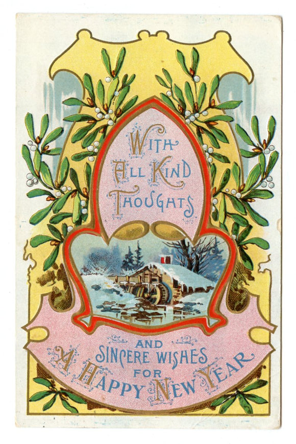 With All Kind Thoughts and Sincere Wishes for A Happy New Year [Postcard]