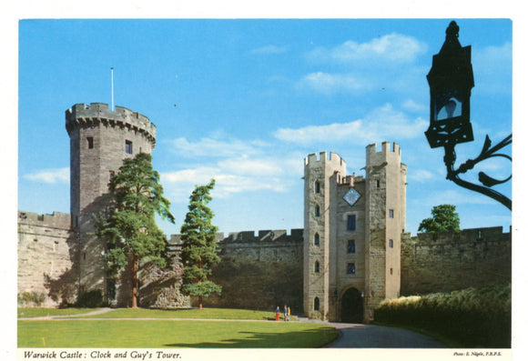 Clock and Guy's Tower, Warwick Castle [Postcard]