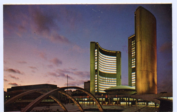 The New City Hall Illuminated, Toronto, Ontario, Canada [Postcard]