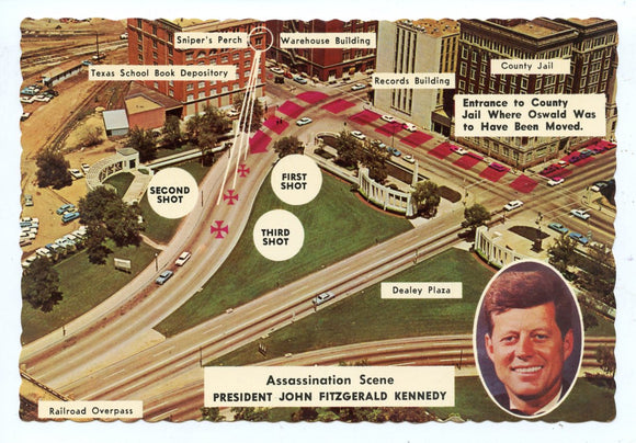 Assassination Scene, President John Fitzgerald Kennedy, Dallas, TX [Postcard]