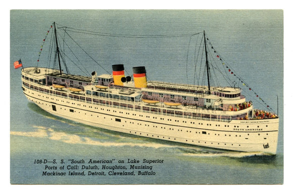 S. S. South American on Lake Superior [Postcard]