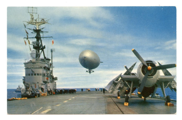 Blimp on H. M. C. S. Magnificent [Postcard]