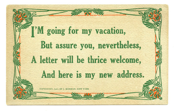 I'm Going for My Vacation [Postcard]