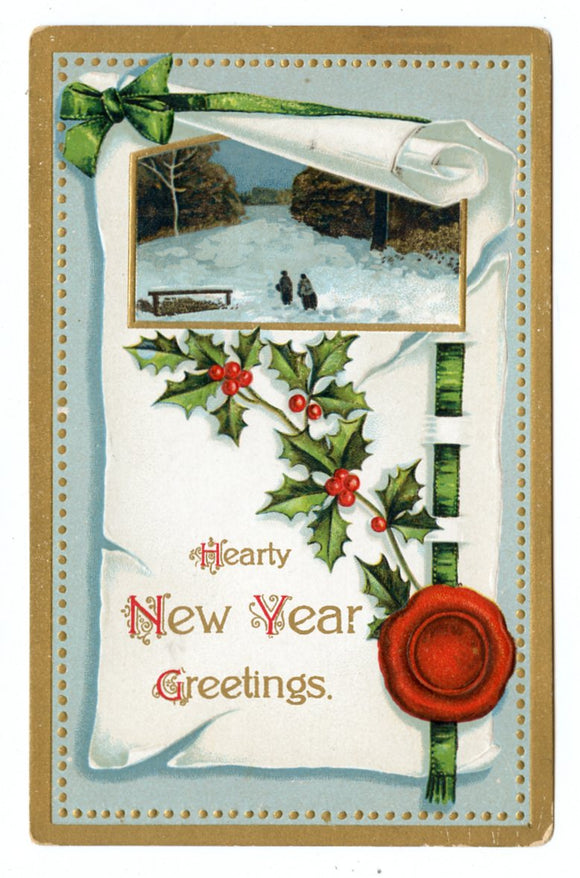 Hearty New Year Greetings [Postcard]