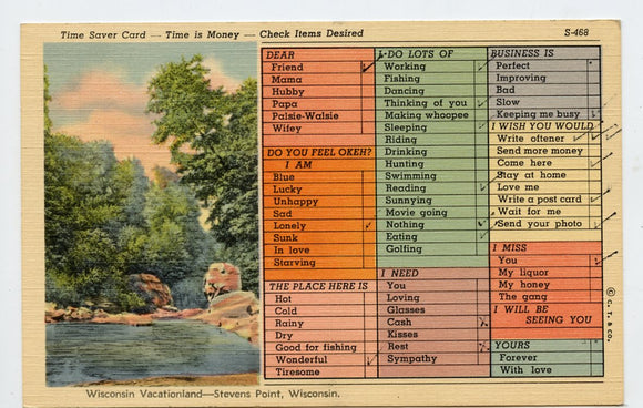 Wisconsin Vacationland, Stevens Point, WI [Postcard]