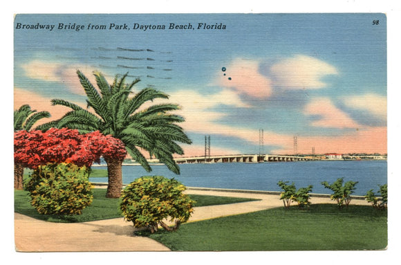 Broadway Bridge From Park, Daytona Beach, FL [Postcard]