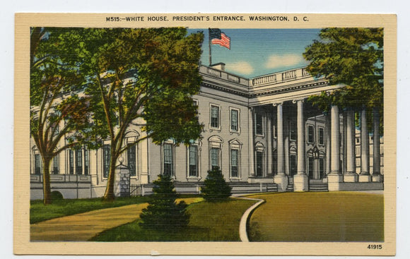 White House, President's Entrance, Washington, DC [Postcard]