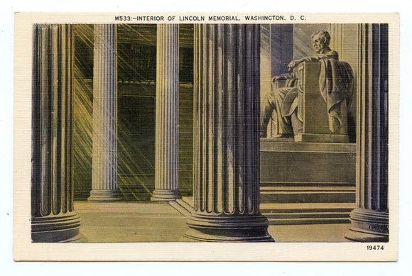 Interior of Lincoln Memorial, Washington, DC [Postcard]