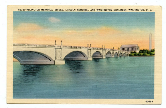 Arlington Memorial Bridge, Lincoln Memorial, and Washington Monument, Washington, DC [Postcard]