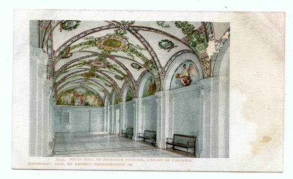 South Hall of Entrance Pavilion, Library of Congress, Washington, DC [Postcard]